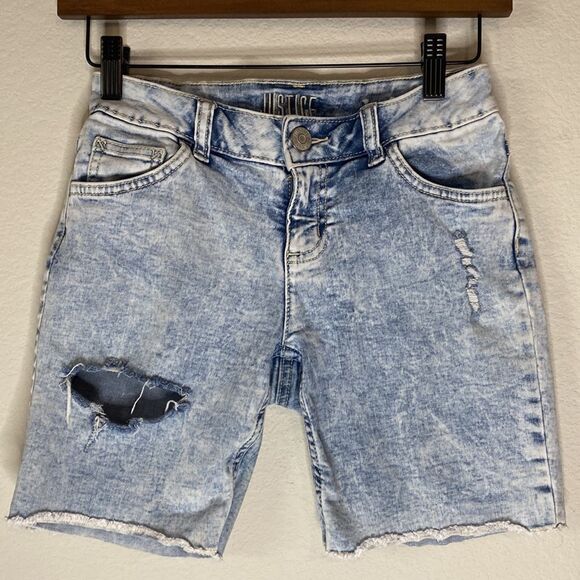 Justice Denim Distressed Shorts Size 10 - Picture 1 of 5
